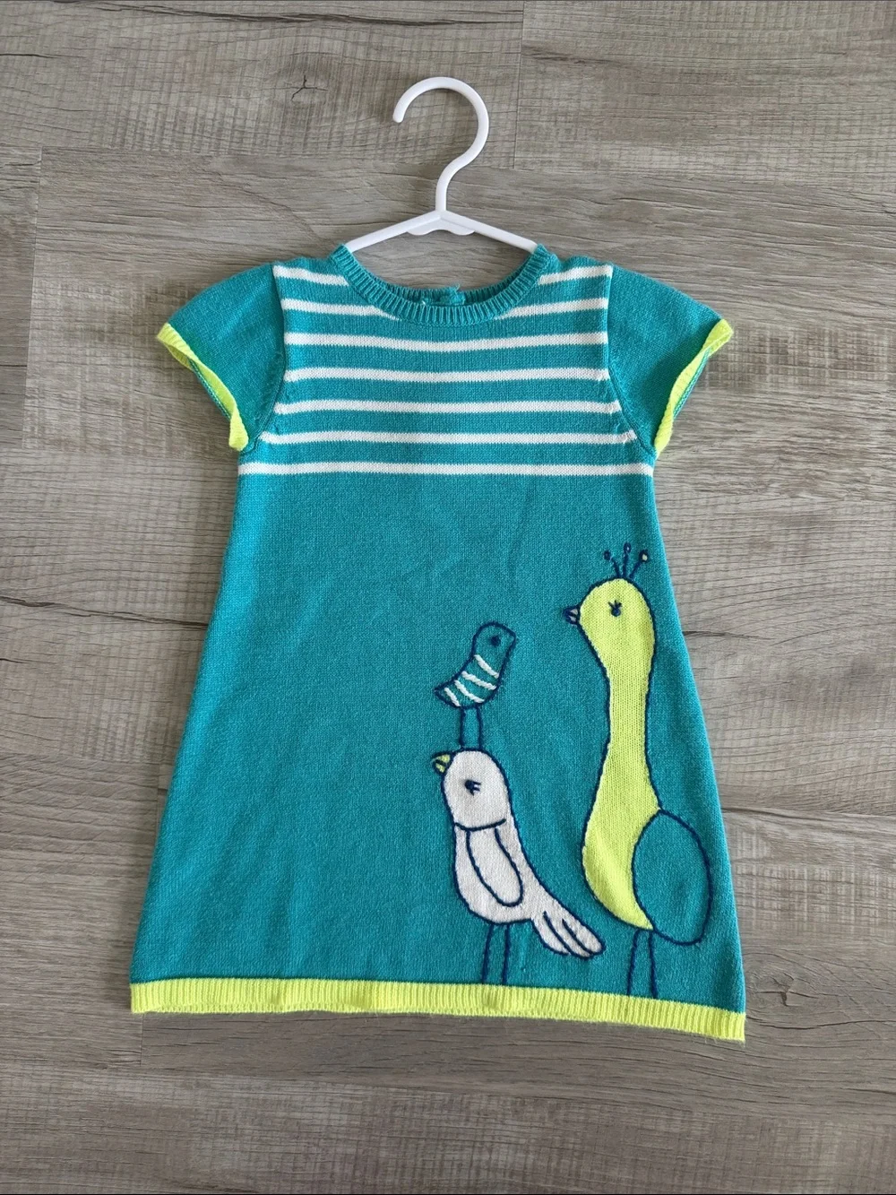 Gymboree Girls' Teal & Lime Bird Knit Dress